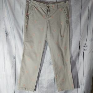 Old Navy Beige Lobster Print Straight Leg Ankle Pants Size 6